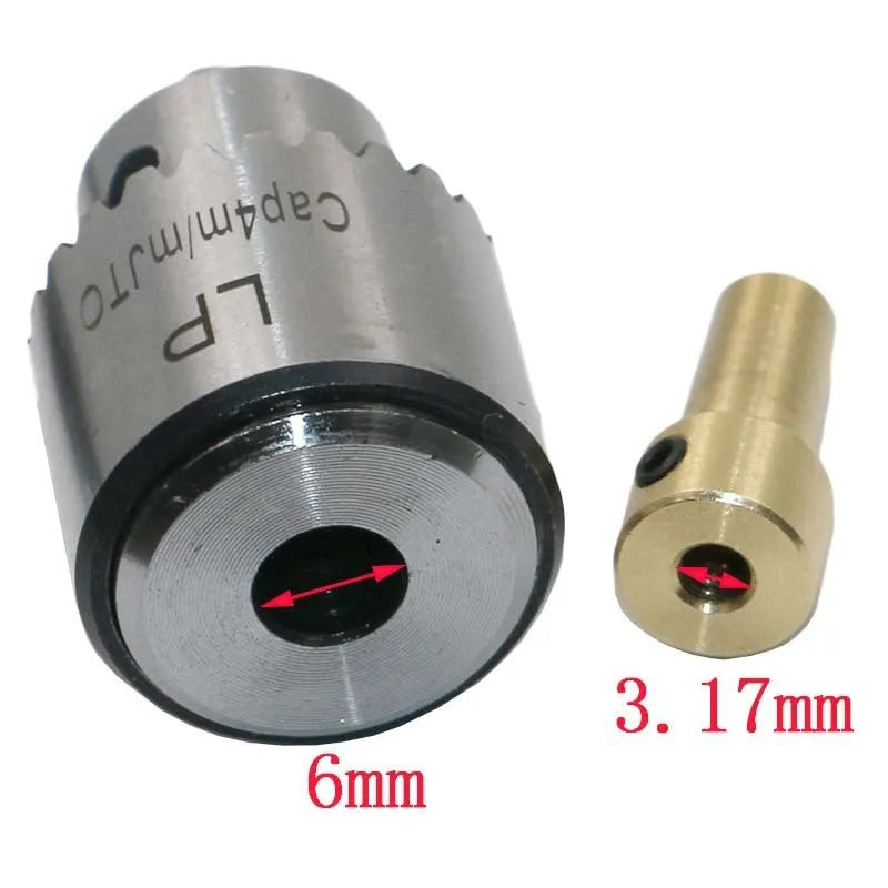 Four hard alloy drill chucks with sleeve attachments and 3.17mm tail holes for electric drills