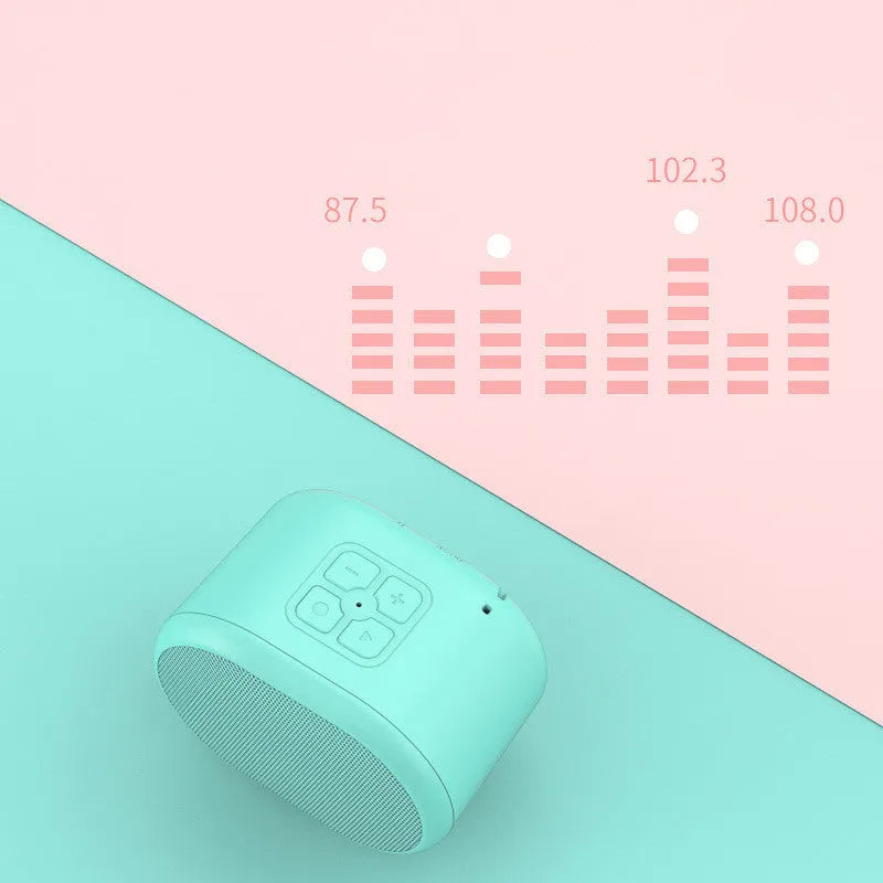 Mini Macaron Bluetooth speaker in blue, a compact portable wireless speaker with USB charging