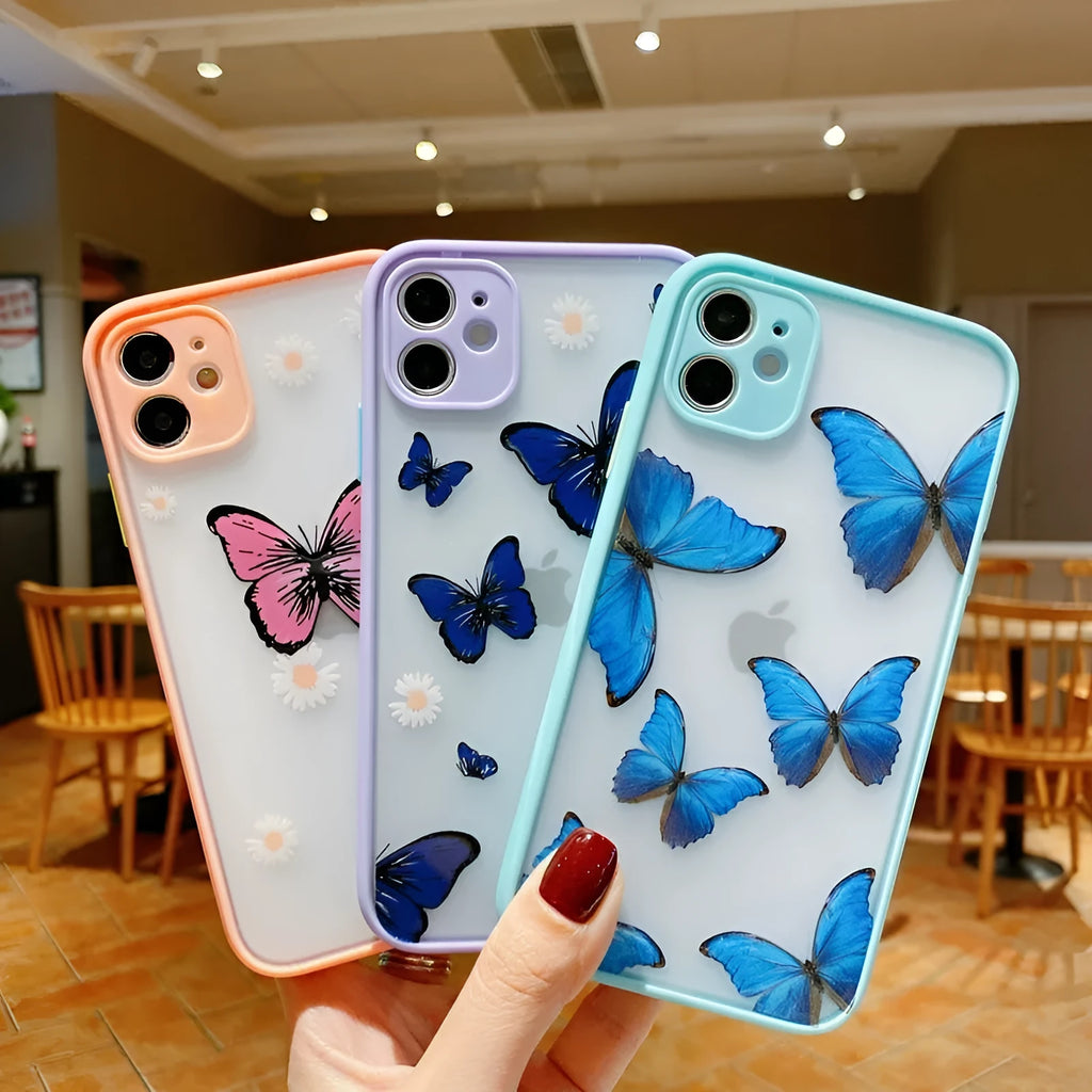 Butterfly design iPhone case in acrylic with soft edges, Japanese Korean style