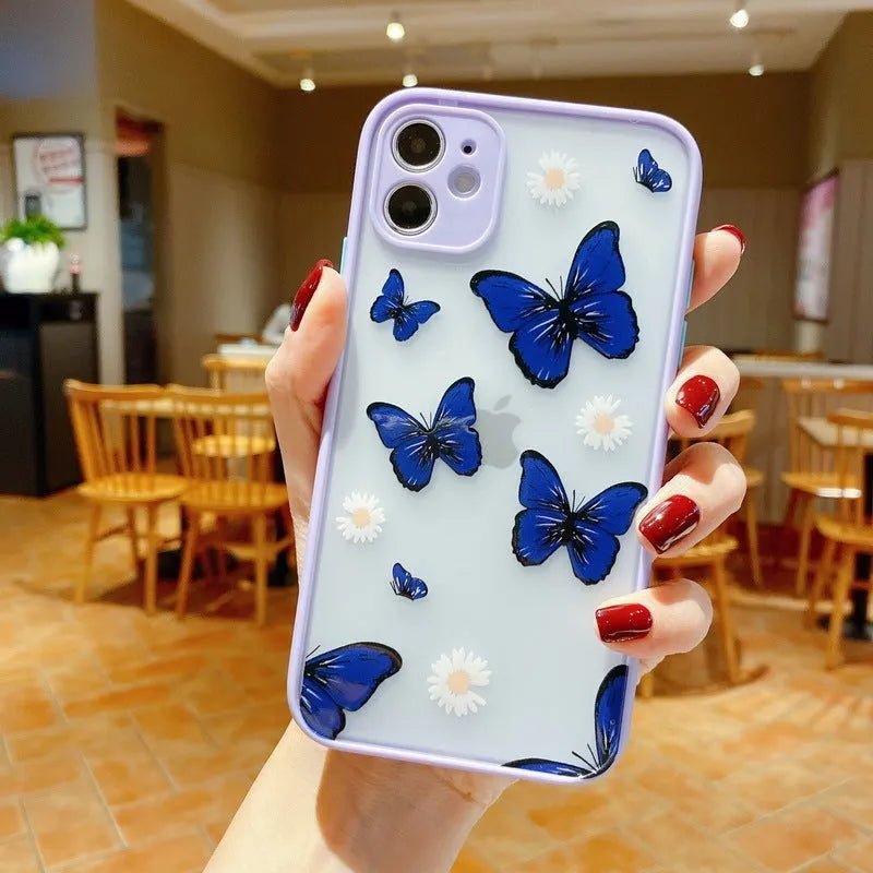 Butterfly design iPhone case in acrylic with soft edges, Japanese Korean style