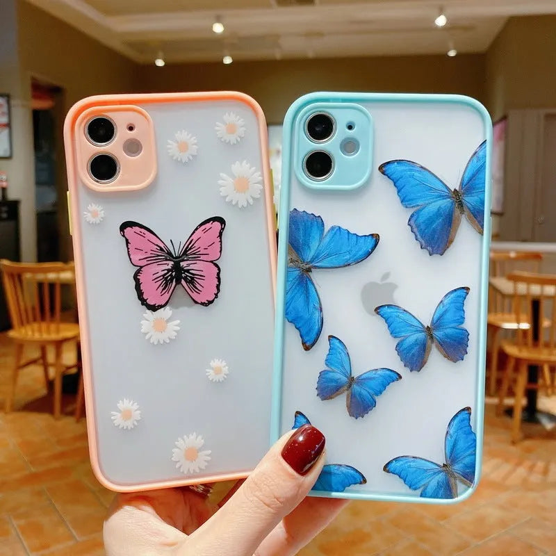 Butterfly design iPhone case in acrylic with soft edges, Japanese Korean style