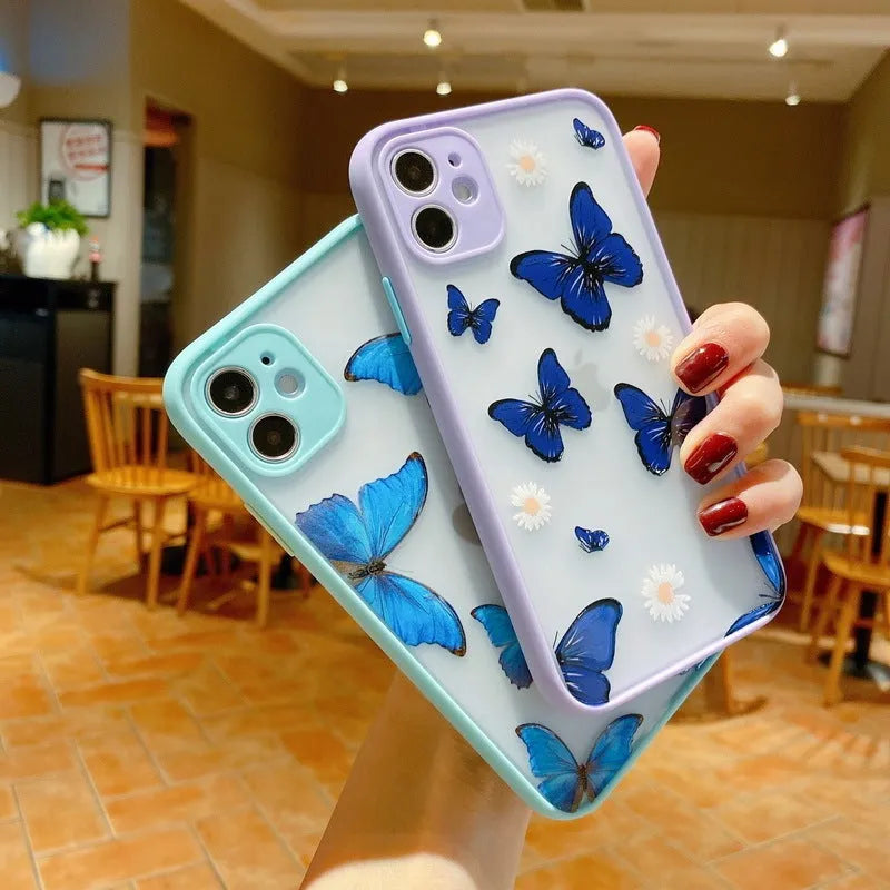 Butterfly design iPhone case in acrylic with soft edges, Japanese Korean style