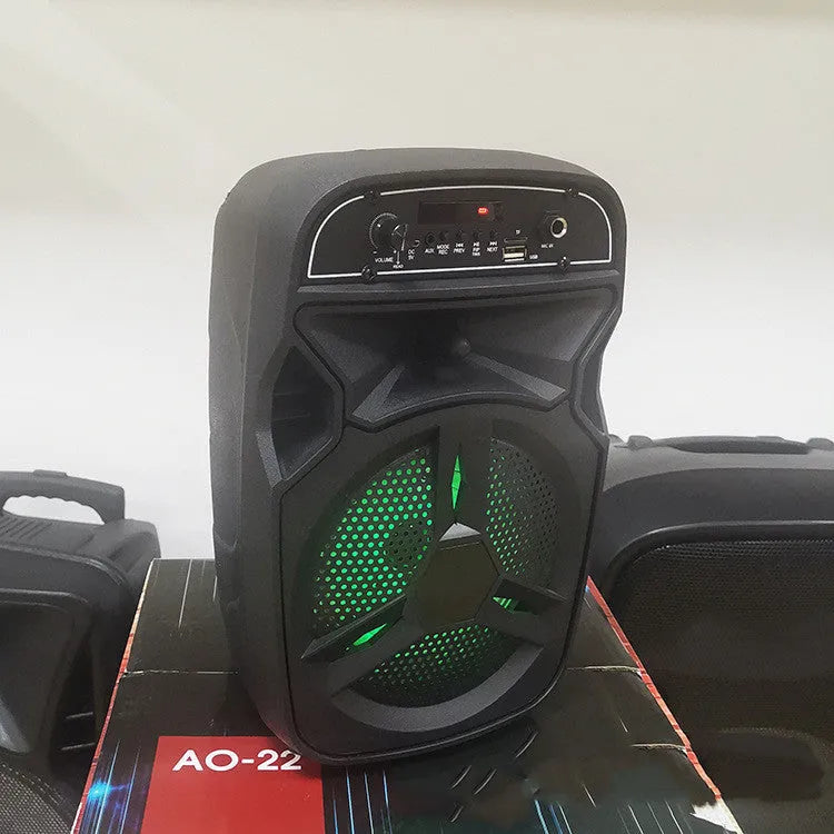 Black portable outdoor Bluetooth speaker with 6.5-inch configuration for square dancing