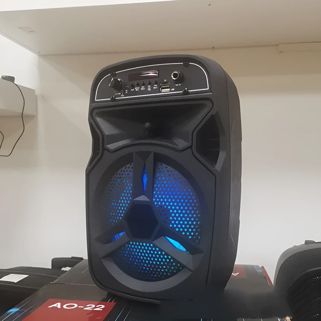 Black portable outdoor Bluetooth speaker with 6.5-inch configuration for square dancing