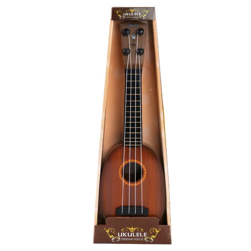 Children's plastic simulation ukulele toy measuring 38cm long with retro guitar styling