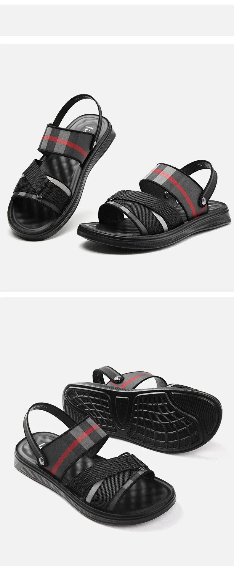 Youth leisure sports sandals with blue Lycra upper and textured polyurethane sole.