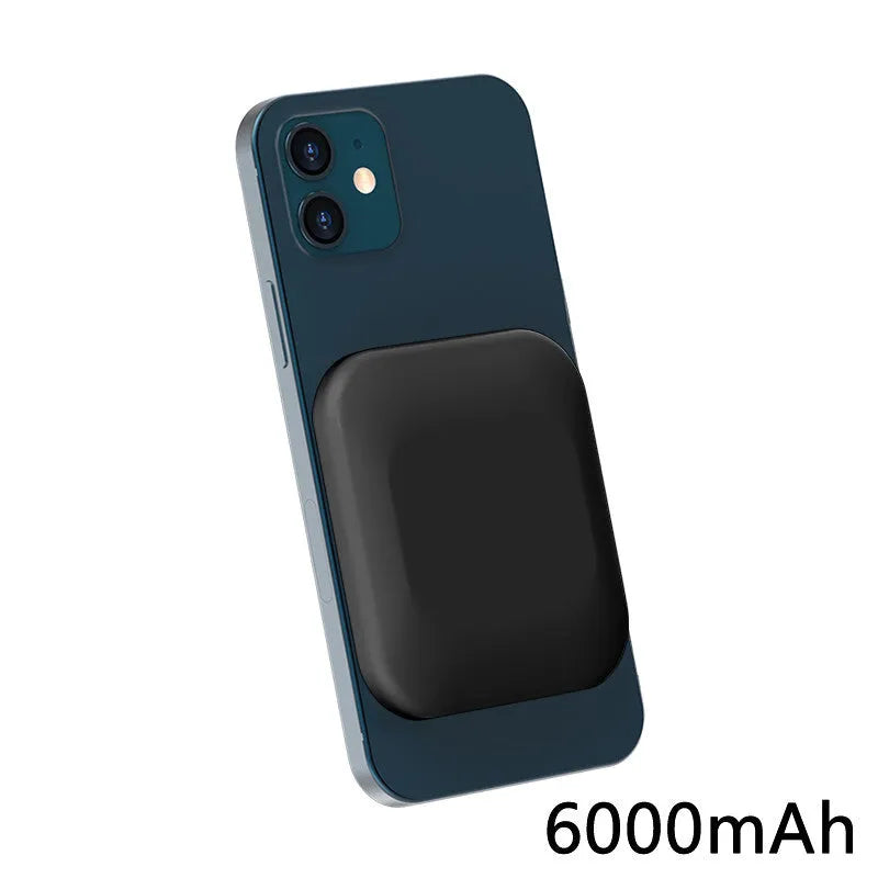 Magsafe-compatible power bank for iPhone wireless charging in black, blue, green or white colours