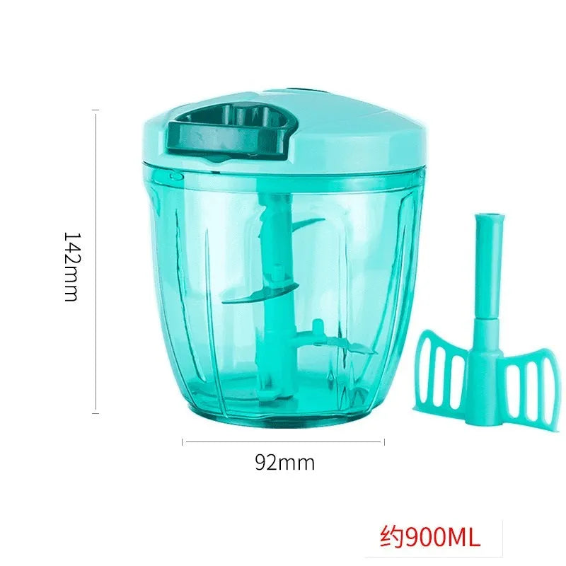 Green manual food chopper with stainless steel blades and 500ml capacity