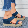 Wedge heel casual sandals with hollow design, artificial PU upper, rubber sole, round toe, 3-5cm heel, multiple colours
