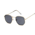 Metal polygonal sunglasses with AC lenses in retro style for unisex use