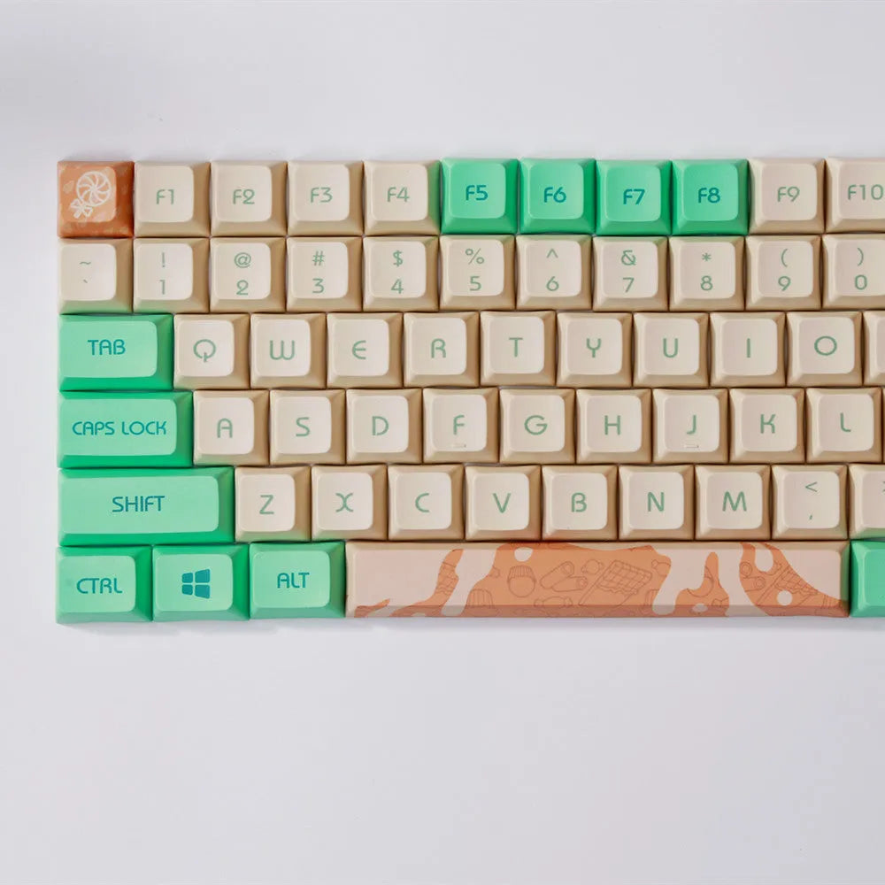 Mint Toffee green DSA profile PBT keycap set for mechanical keyboards with 104 keys.