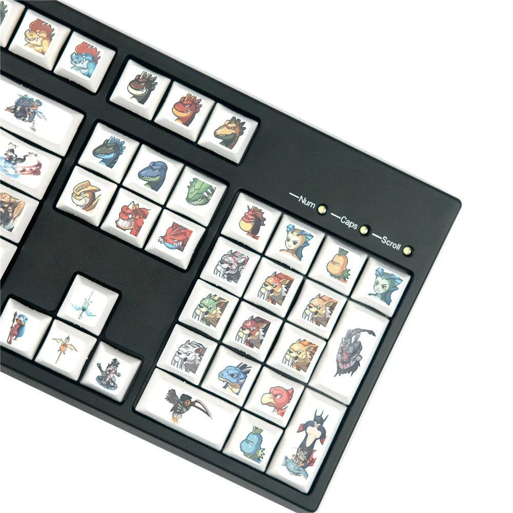 XDA Little Monster sublimation printed mechanical keyboard keycaps with cartoon character designs