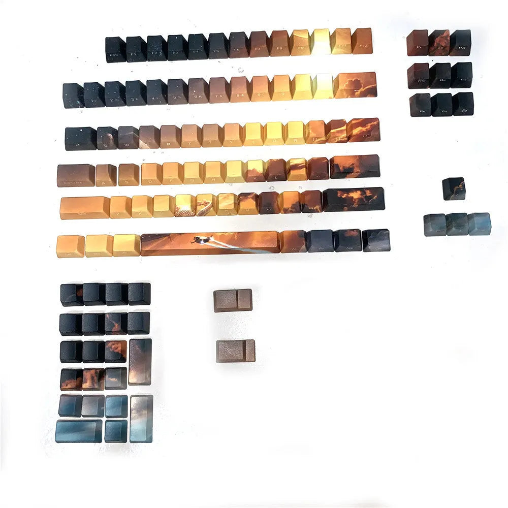 Saturn engraved mechanical keyboard keycaps with wireless USB and multimedia keys