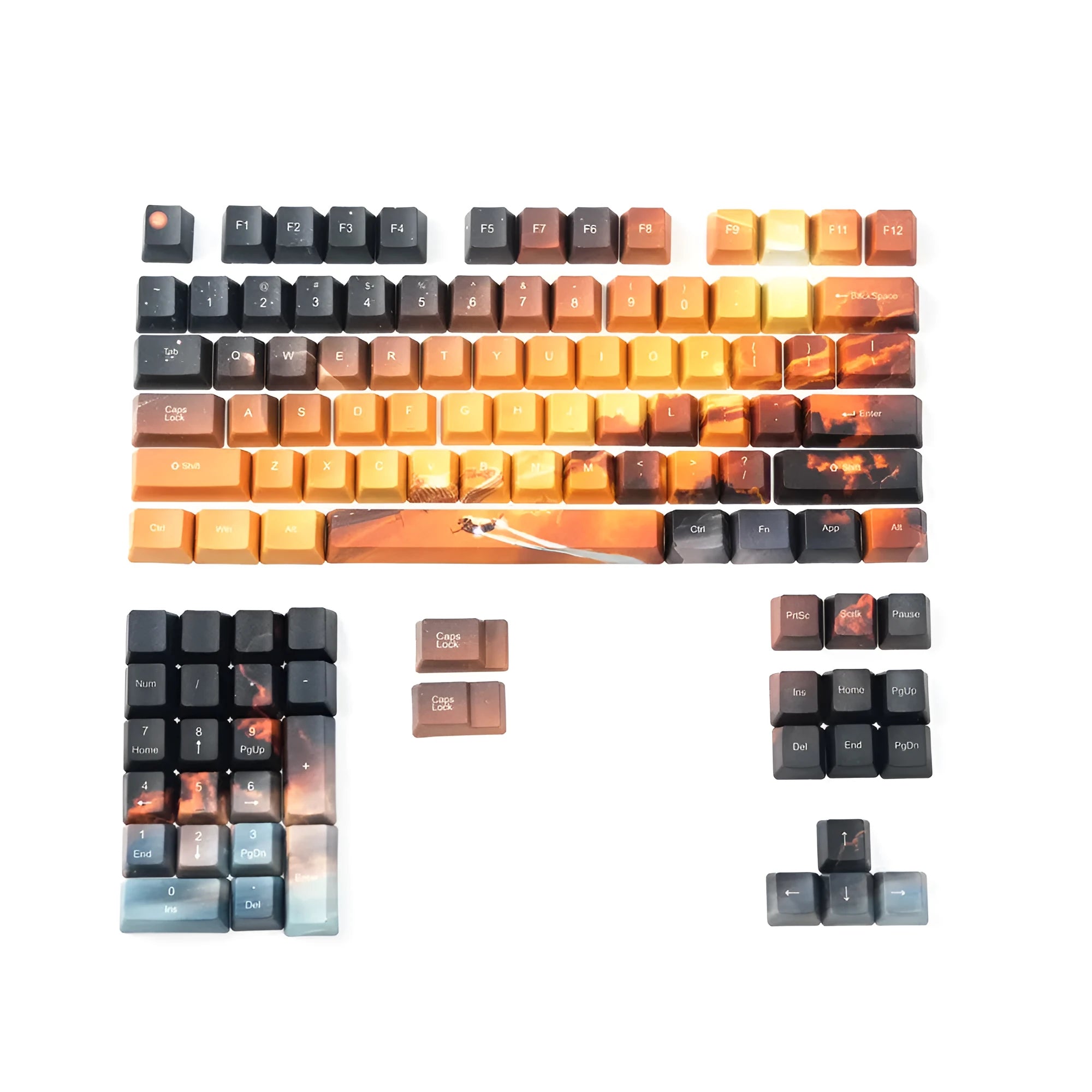 Saturn engraved mechanical keyboard keycaps with wireless USB and multimedia keys