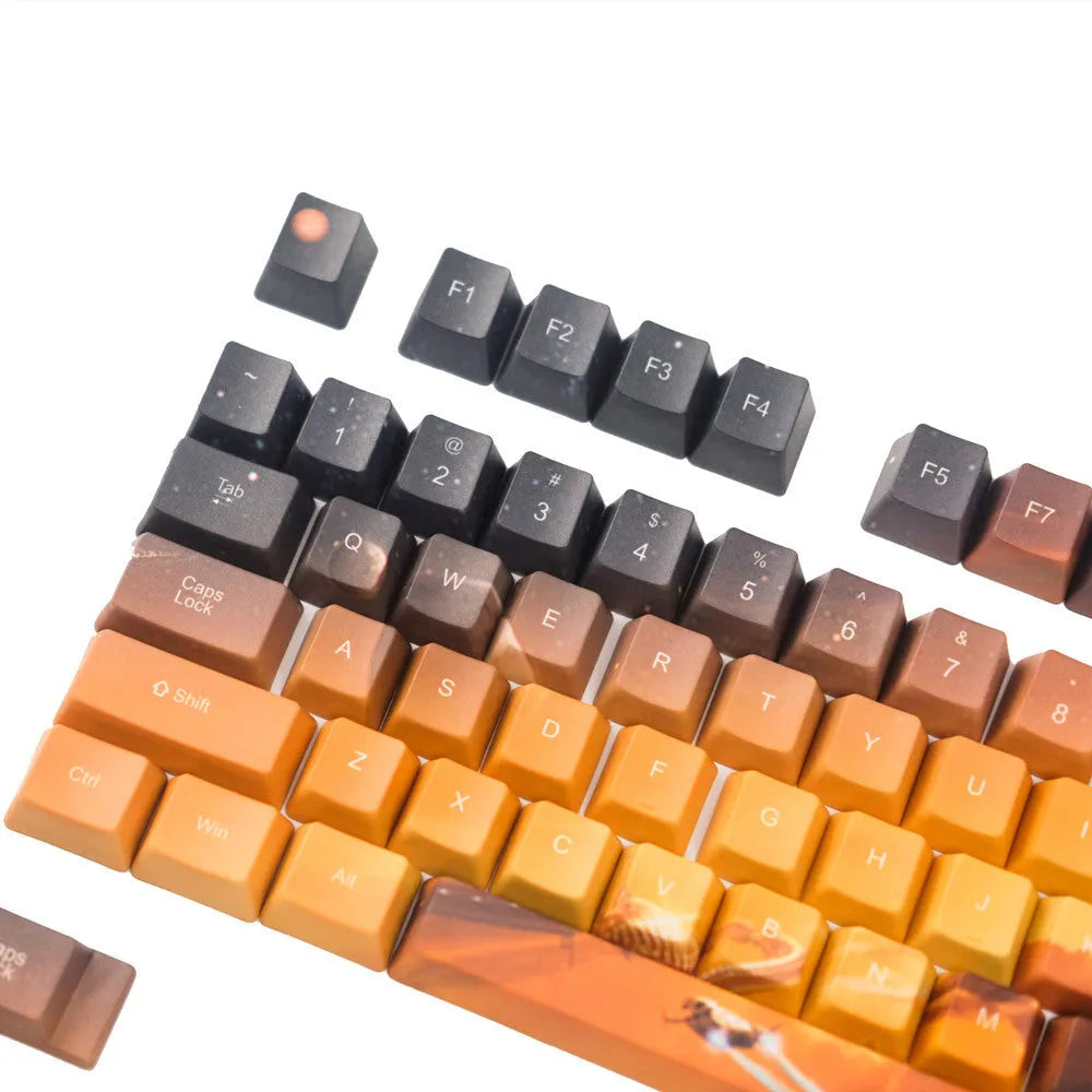 Saturn engraved mechanical keyboard keycaps with wireless USB and multimedia keys