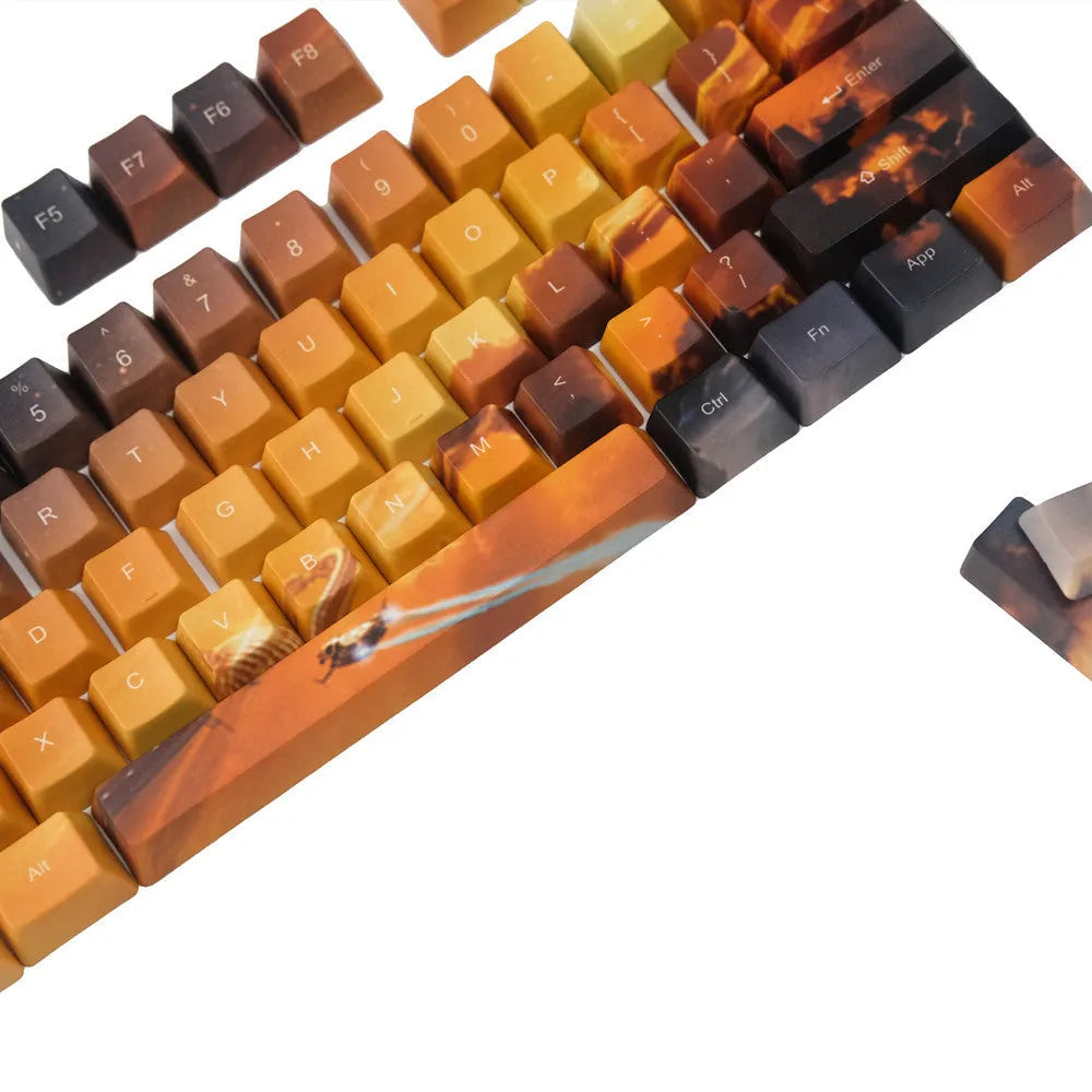 Saturn engraved mechanical keyboard keycaps with wireless USB and multimedia keys