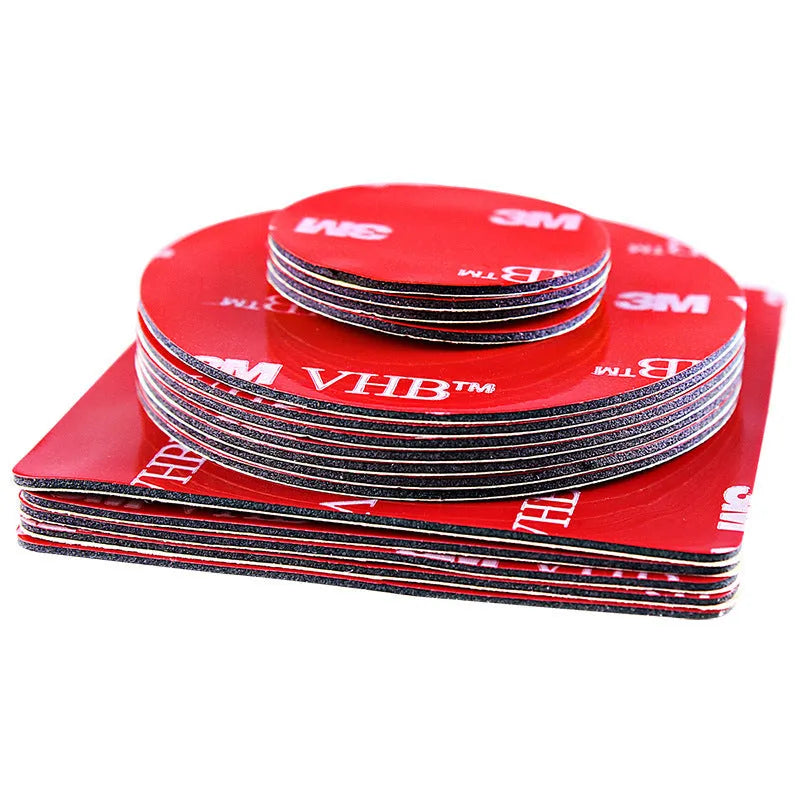 Red round foam double sided adhesive pads, 1 mm PU, 30-60 mm diameter options, 100-piece pack