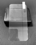 Tempered glass screen protector for iPhone in black, transparent, and white colour options.