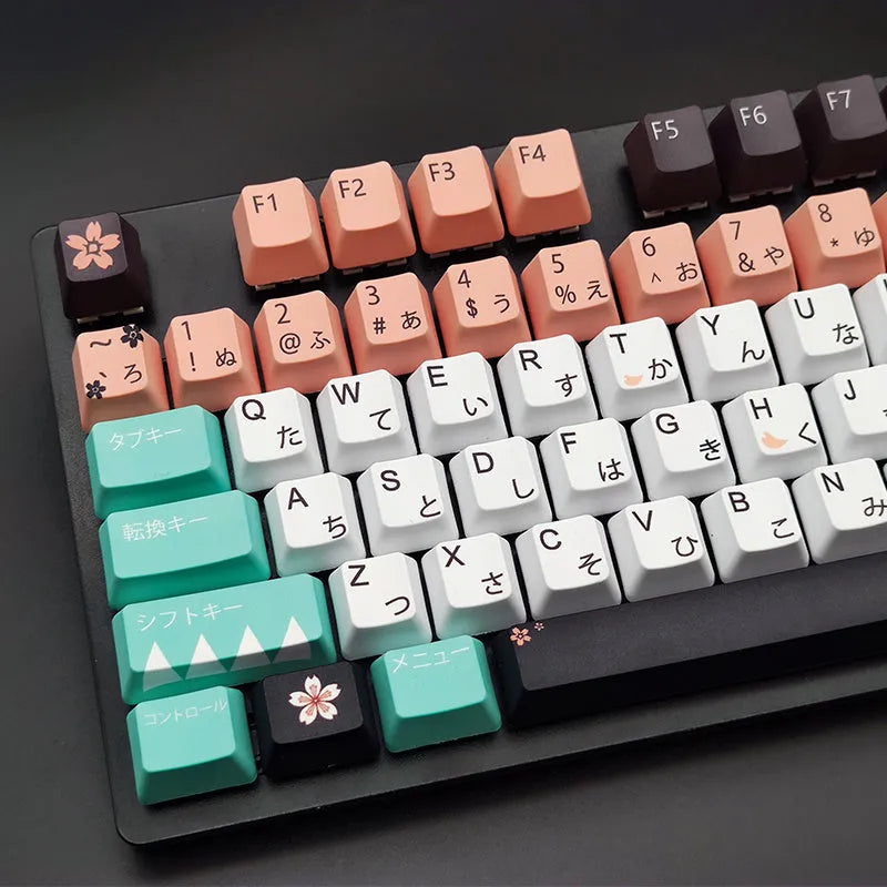 Translucent green mechanical keyboard keycaps for Cherry MX switches with USB cable