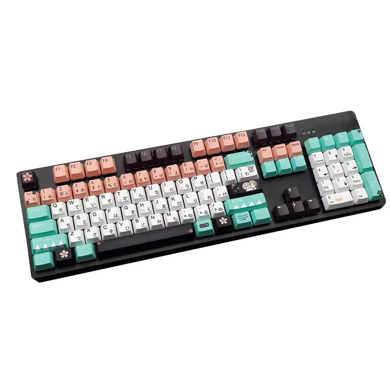 Translucent green mechanical keyboard keycaps for Cherry MX switches with USB cable