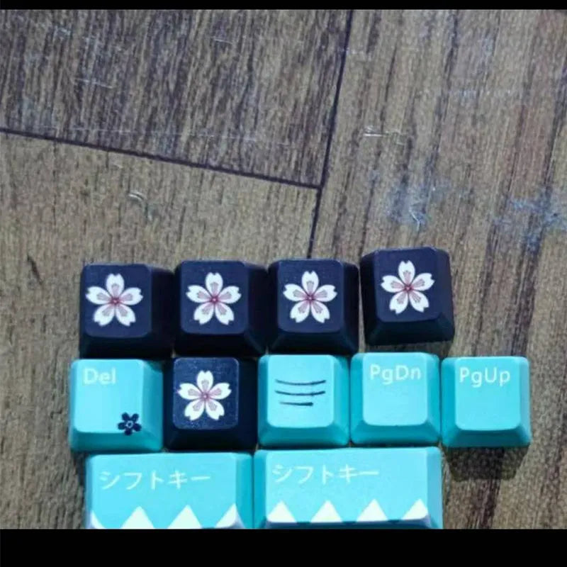 Translucent green mechanical keyboard keycaps for Cherry MX switches with USB cable
