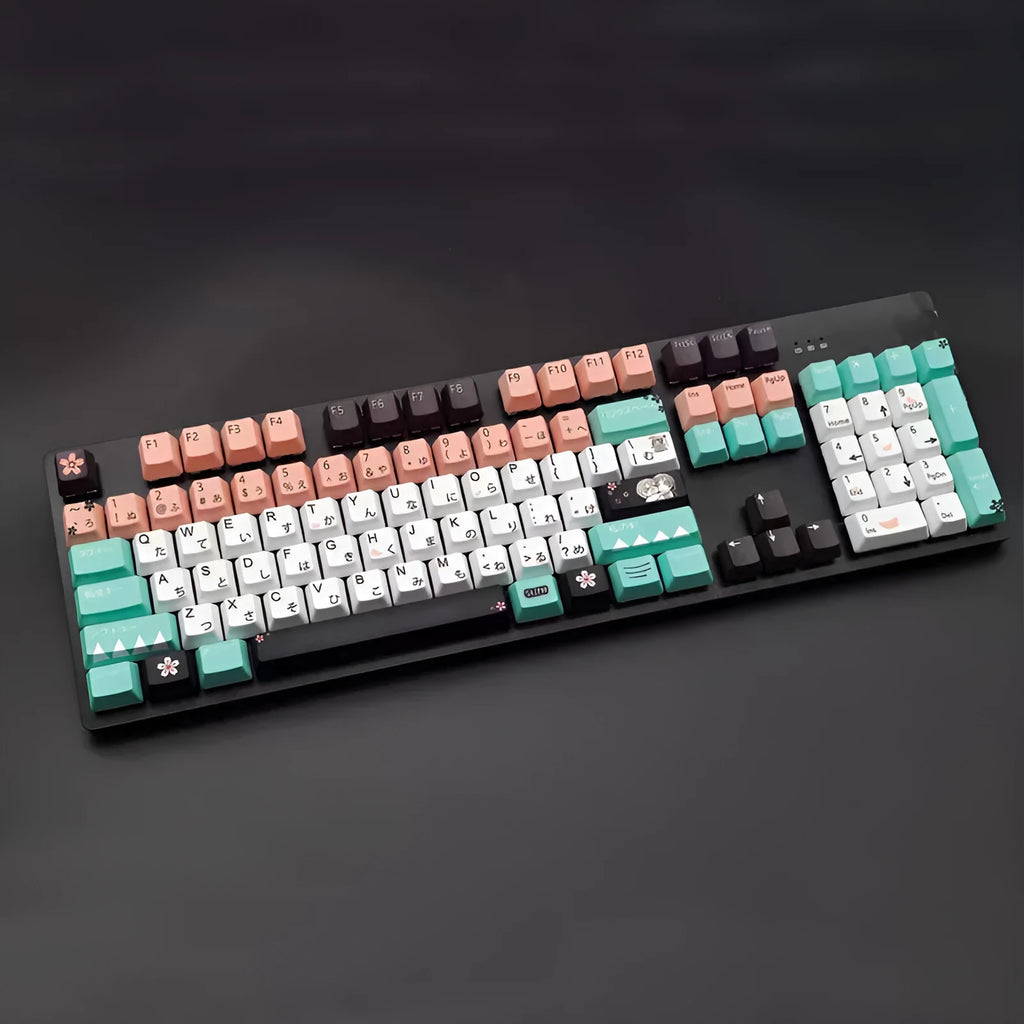 Translucent green mechanical keyboard keycaps for Cherry MX switches with USB cable