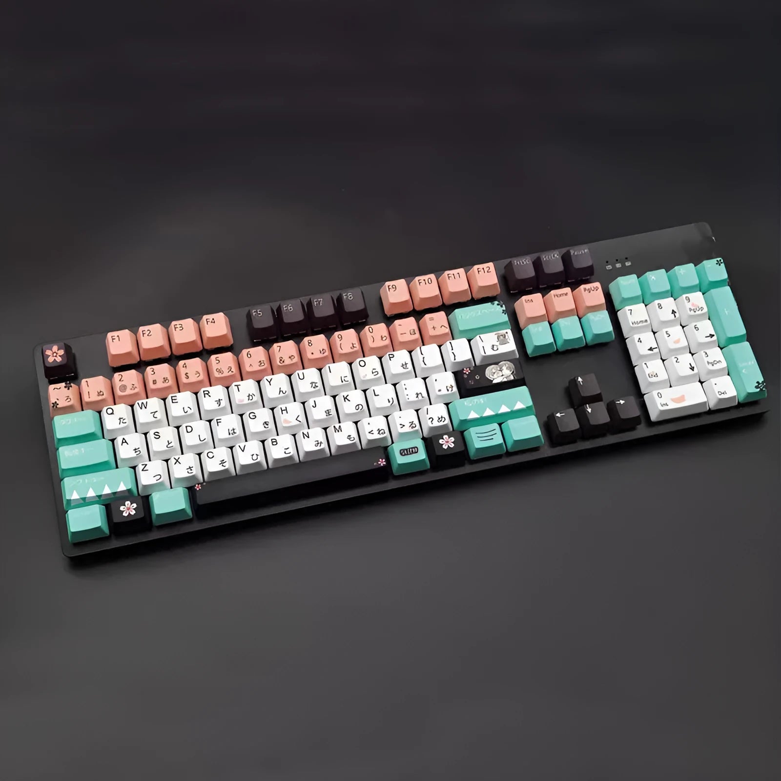 Translucent green mechanical keyboard keycaps for Cherry MX switches with USB cable