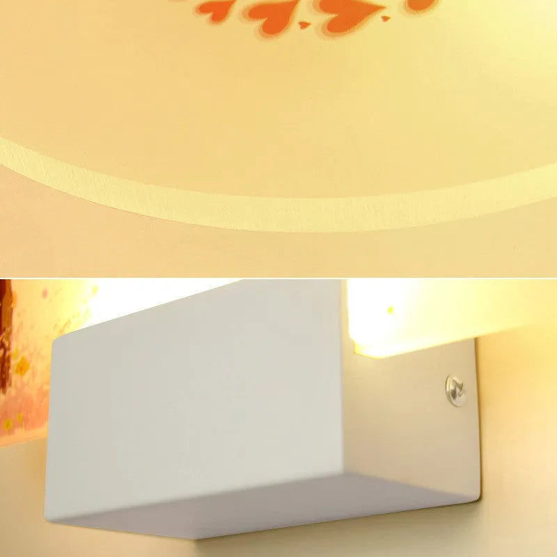 White acrylic wall light with push button switch for corridor or staircase, style A shown