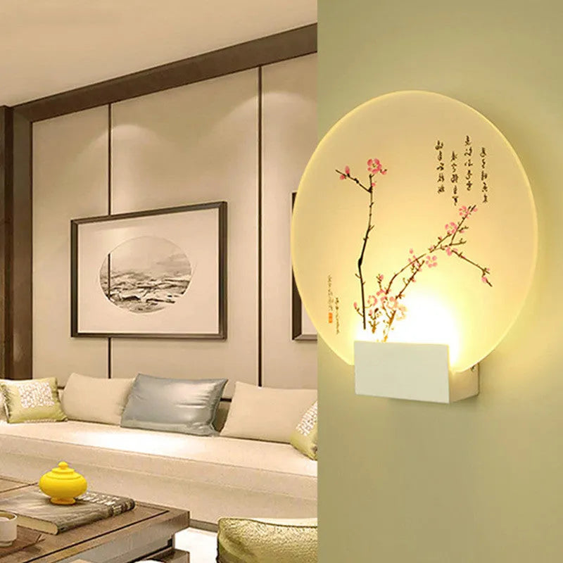 White acrylic wall light with push button switch for corridor or staircase, style A shown