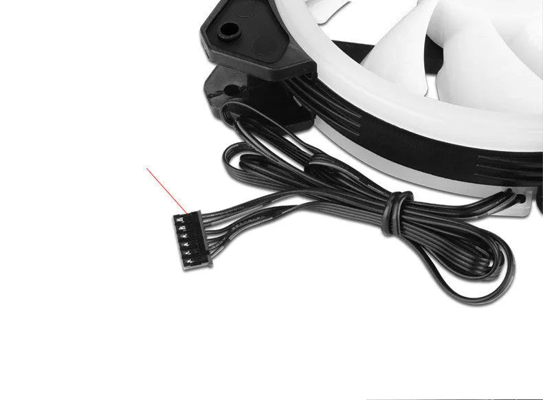 12cm PC chassis cooling fan with camouflage pattern and RGB colour-changing LEDs.