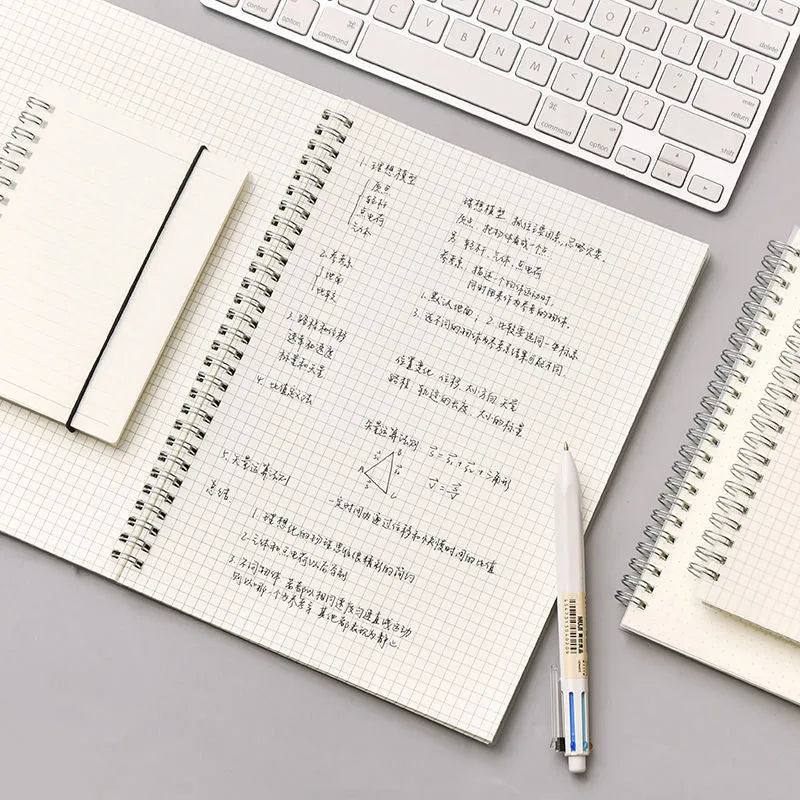 B5 coil grid notebook with PP cover and wire binding, super thick paper for classroom notes