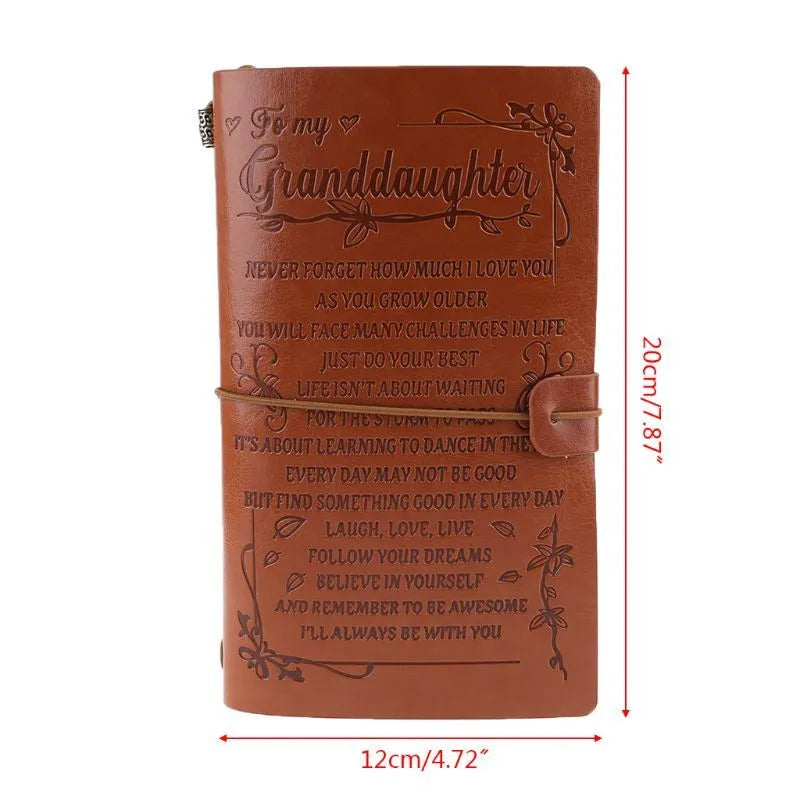 Leather hand ledger notebook with strap binding and acid-free paper