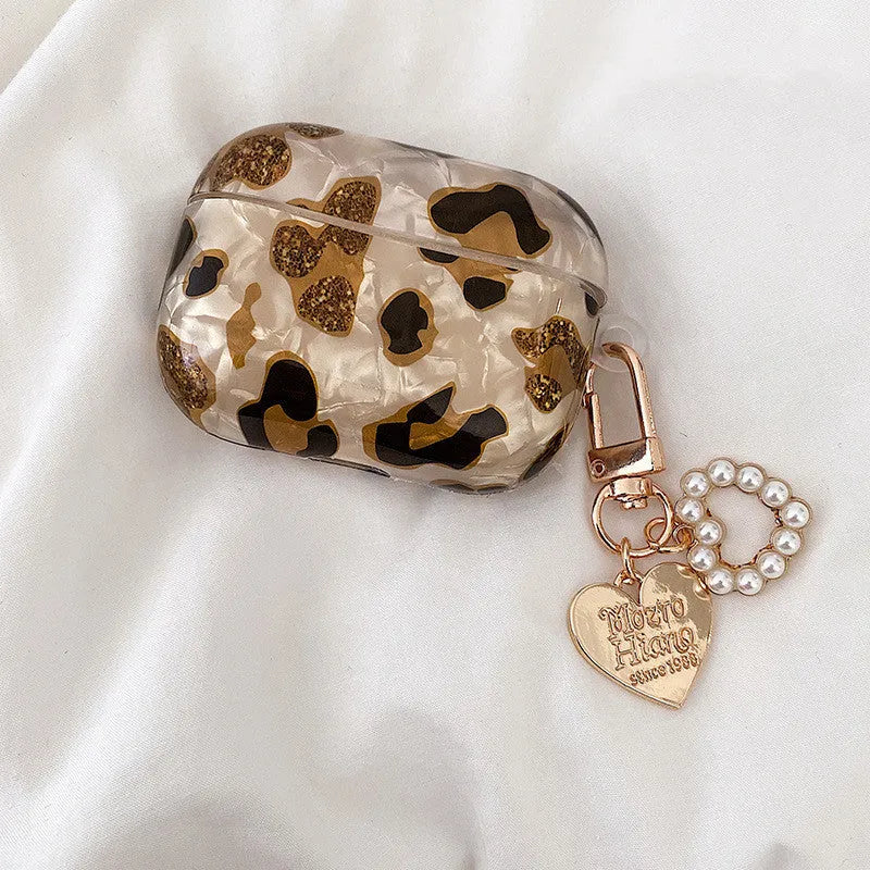 Yellow leopard print TPU protective case for Apple AirPods Pro with flip opening design