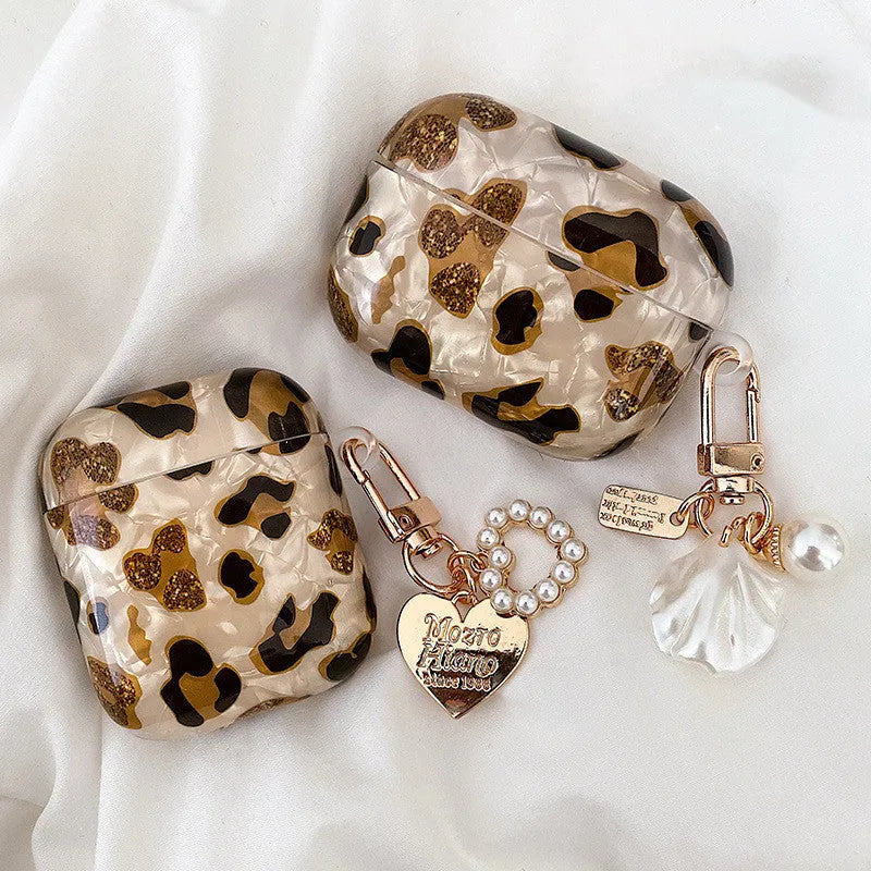 Yellow leopard print TPU protective case for Apple AirPods Pro with flip opening design
