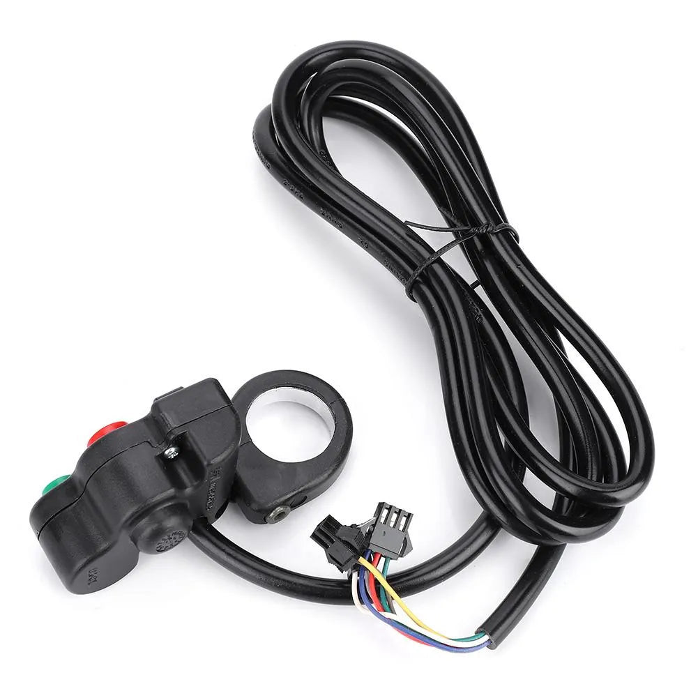 Black PVC motorcycle switch modification button with colour-coded cables for 22.5mm handlebars