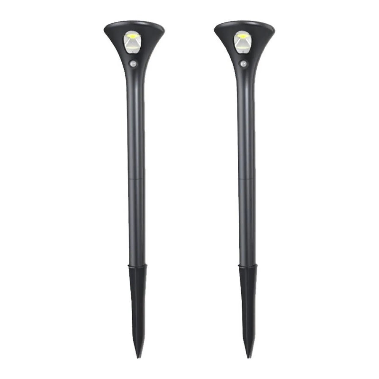 Solar-powered induction ground plug light for garden with lamp pole and connecting tubes.