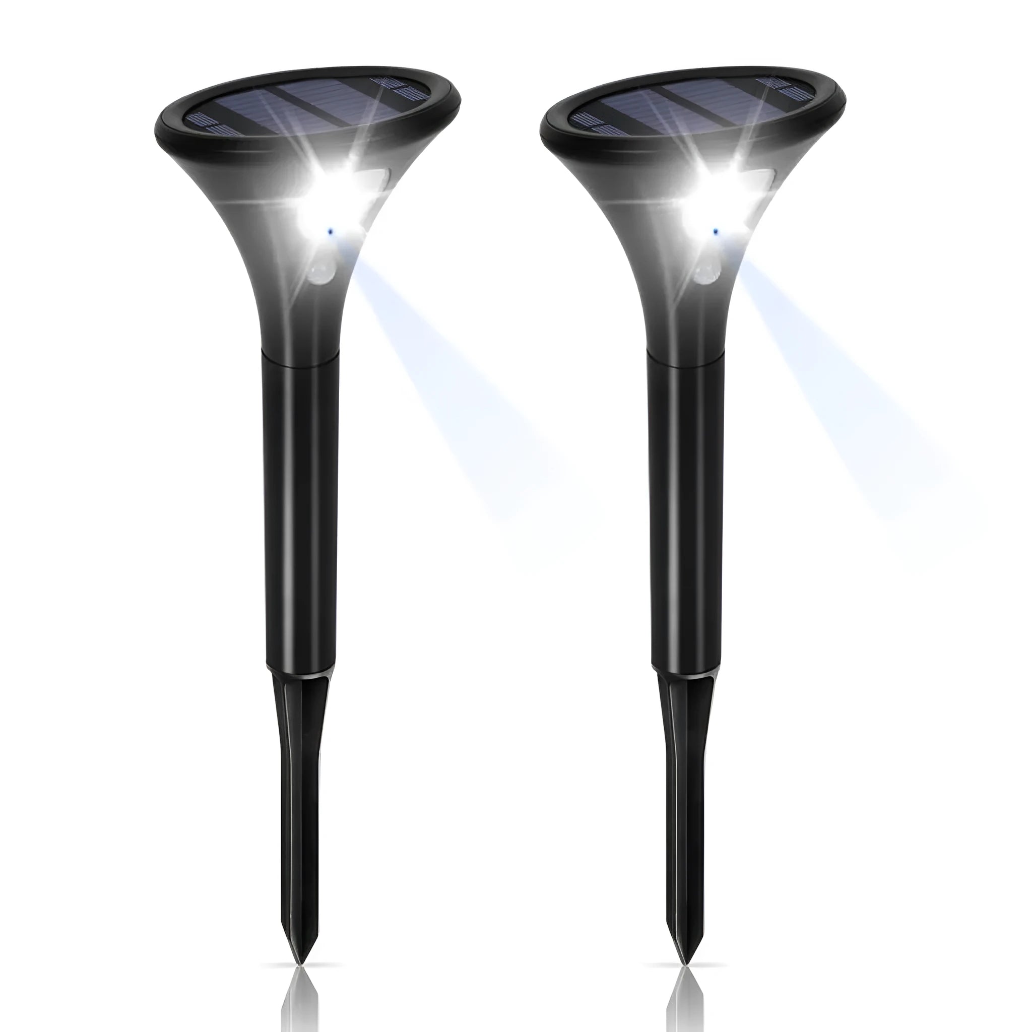 Solar-powered induction ground plug light for garden with lamp pole and connecting tubes.