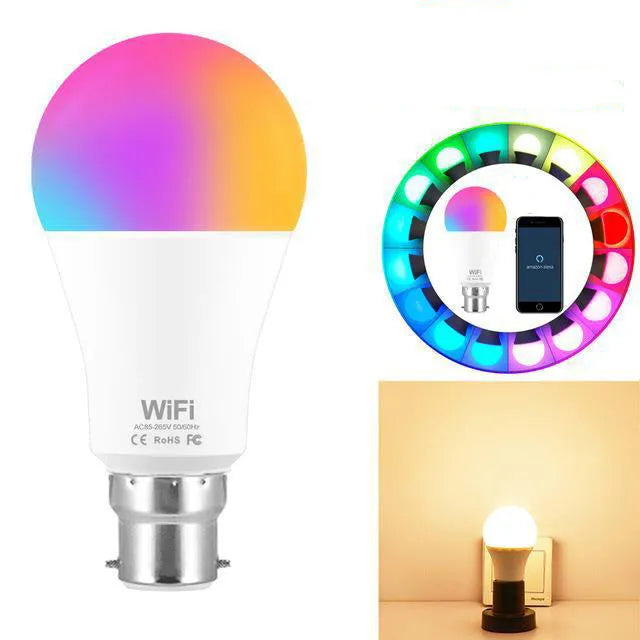 15W WiFi smart light bulb with RGB white and warm white colour changing LED lighting