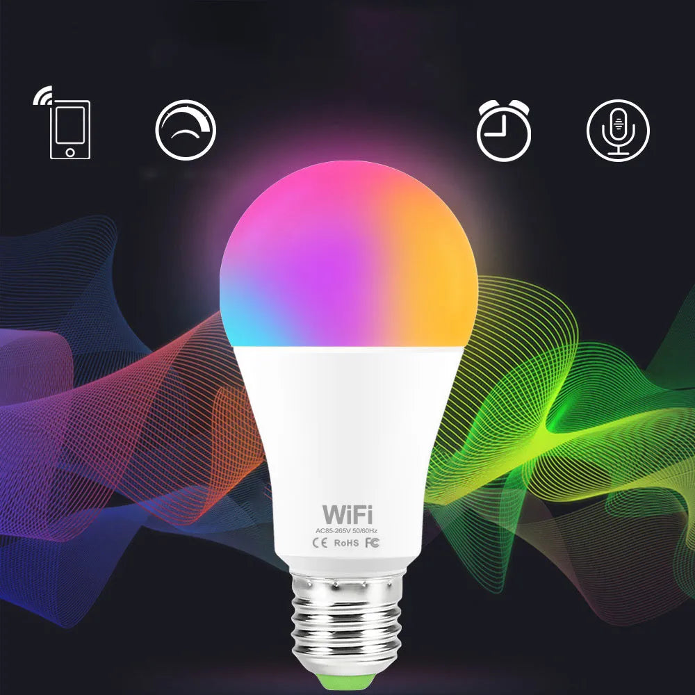 15W WiFi smart light bulb with RGB white and warm white colour changing LED lighting