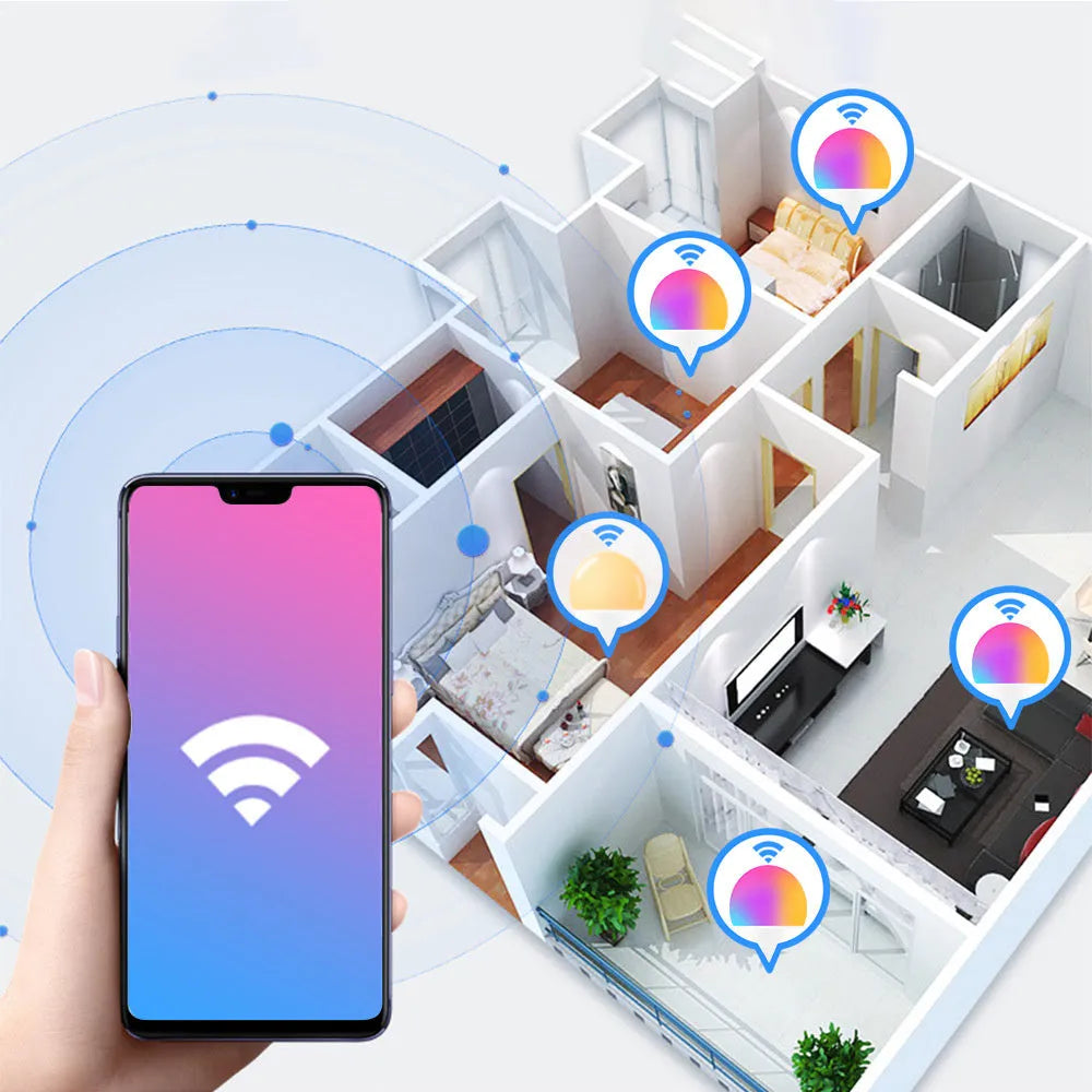 15W WiFi smart light bulb with RGB white and warm white colour changing LED lighting