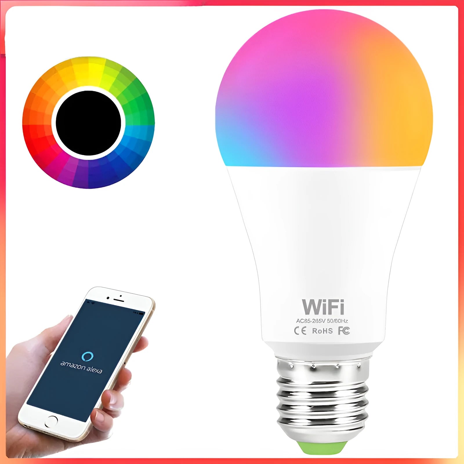 15W WiFi smart light bulb with RGB white and warm white colour changing LED lighting