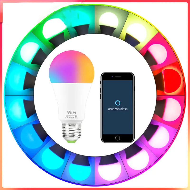 15W WiFi smart light bulb with RGB white and warm white colour changing LED lighting