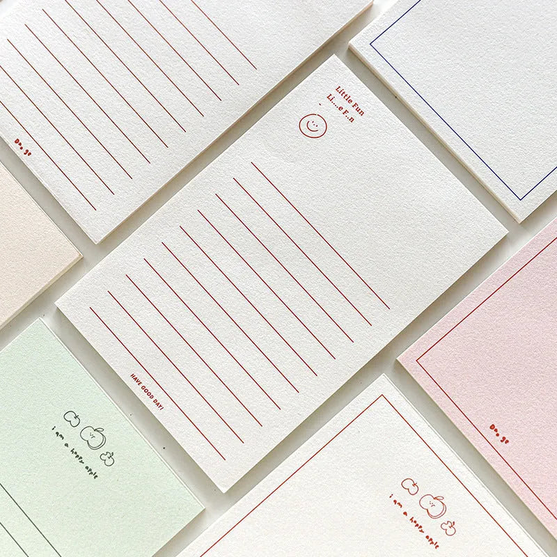 Memo pad notebook with colourful design, 30 sheets, and transparent storage pouch