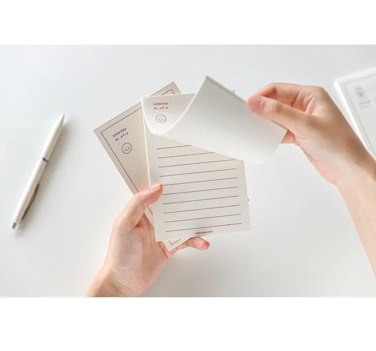 Memo pad notebook with colourful design, 30 sheets, and transparent storage pouch