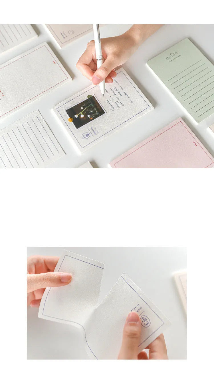 Memo pad notebook with colourful design, 30 sheets, and transparent storage pouch