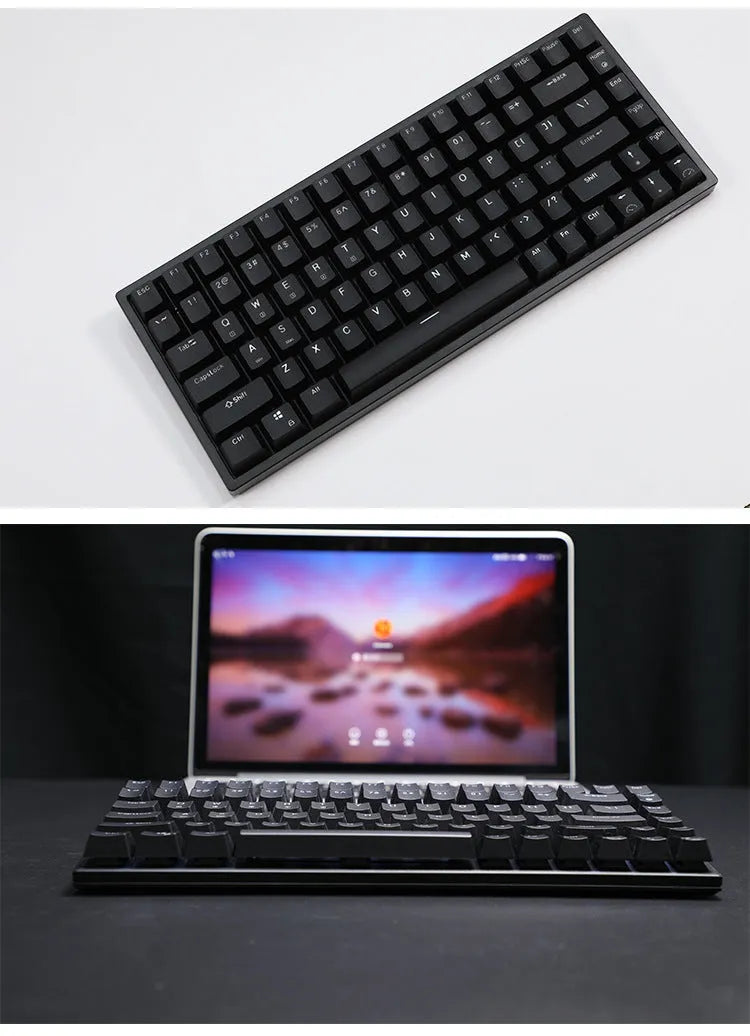 RK526 wireless mechanical keyboard and mouse set in blue, brown, or red with USB transmitter