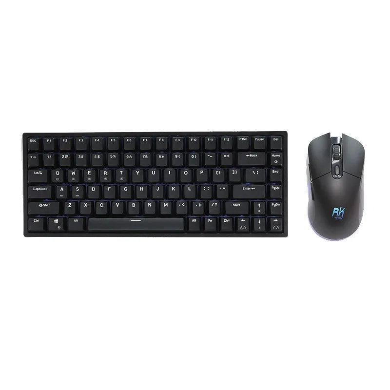 RK526 wireless mechanical keyboard and mouse set in blue, brown, or red with USB transmitter