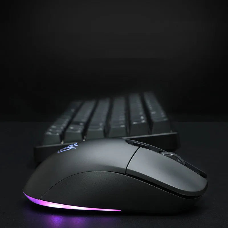RK526 wireless mechanical keyboard and mouse set in blue, brown, or red with USB transmitter