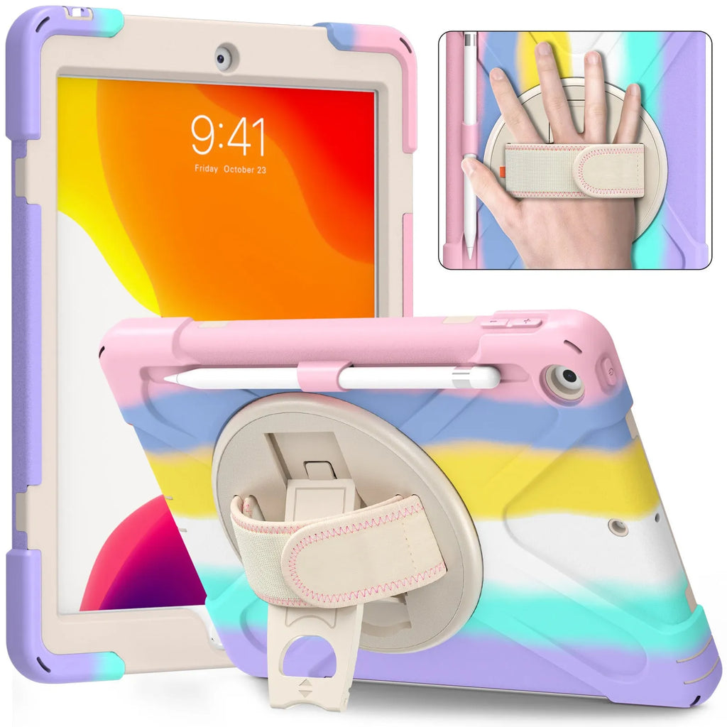 Silicone flat protective cover for iPad 10.2 in colourful pink bracket shell style