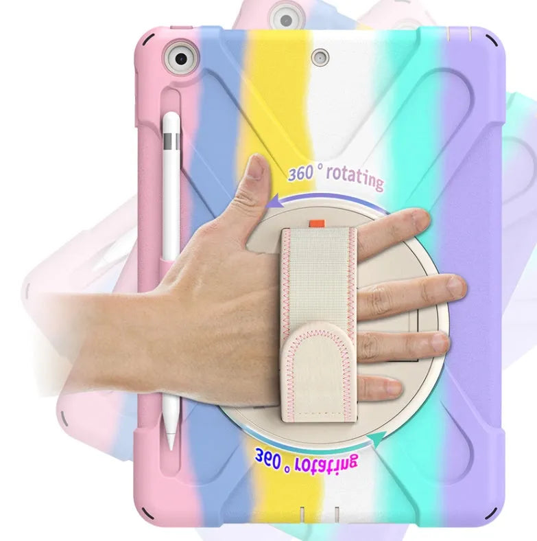 Silicone flat protective cover for iPad 10.2 in colourful pink bracket shell style